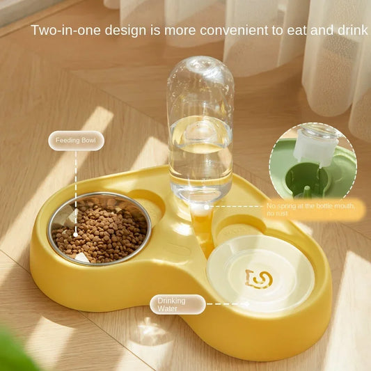 2-in-1 Automatic Pet Feeder & Water Dispenser Bowl